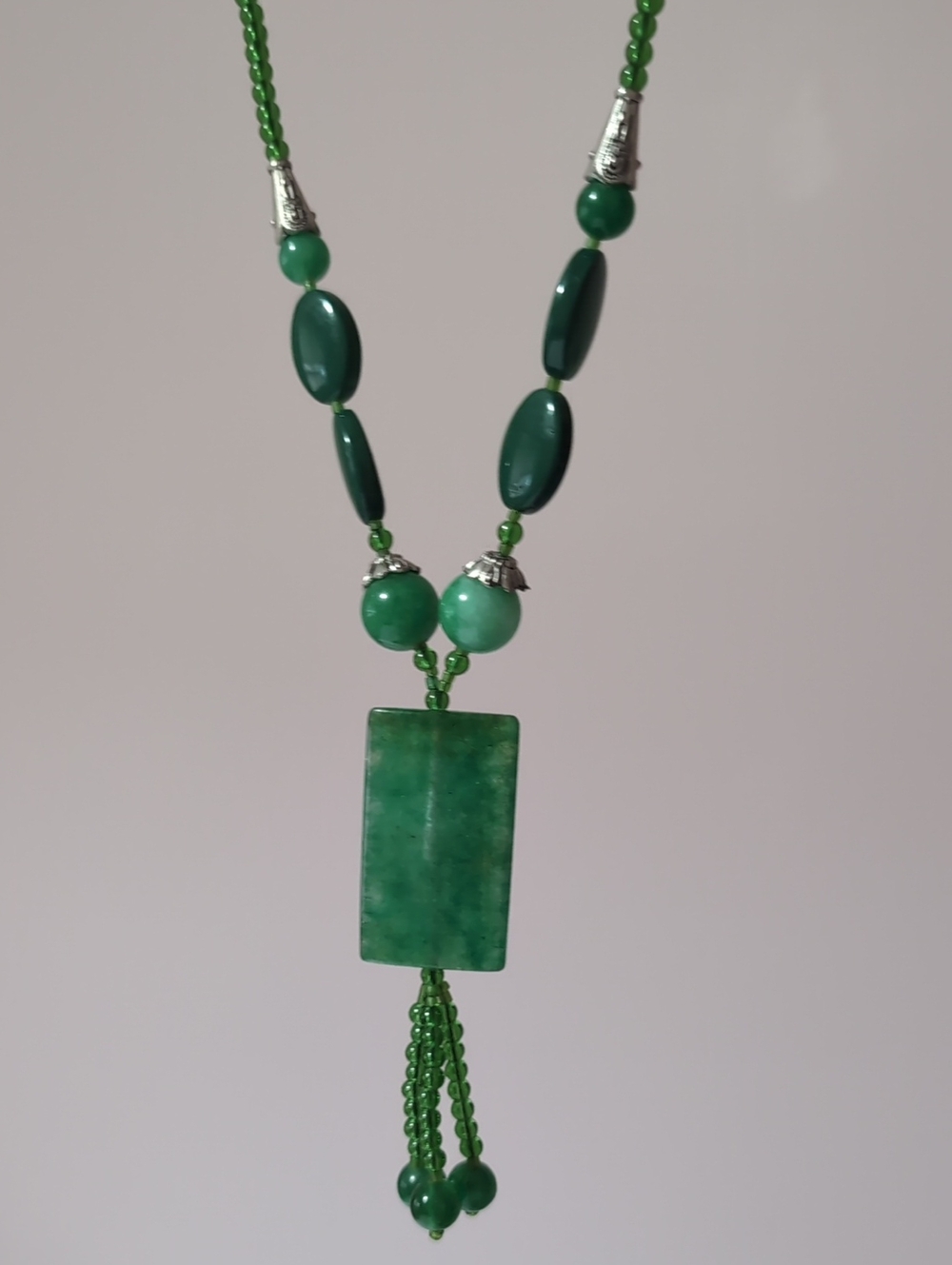 Jade And Glass Bead Necklace